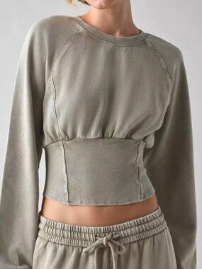 Out From Under Day-To-Day Fleece Cropped Pullover Extra Large Gray
